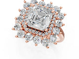 Rose gold Asscher Cut Diamond Floral Double Halo Engagement Ring with Prong Setting_4