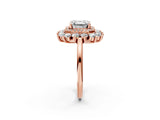 Rose gold Asscher Cut Diamond Floral Double Halo Engagement Ring with Prong Setting_5