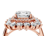 Rose gold Asscher Cut Diamond Floral Double Halo Engagement Ring with Prong Setting_7
