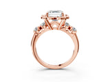 Rose gold Asscher Cut Diamond Floral Halo Engagement Ring with Shared Prong Setting 4