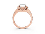 Rose gold Asscher Cut Diamond Halo Engagement Ring with Pavé Band and Prong Setting_30