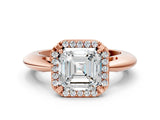 Rose gold Asscher Cut Diamond Halo Engagement Ring with Split Shank and Four-Prong Setting_52
