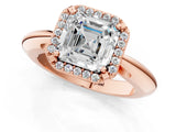 Rose gold Asscher Cut Diamond Halo Engagement Ring with Split Shank and Four-Prong Setting_53