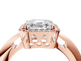 Rose gold Asscher Cut Diamond Halo Engagement Ring with Split Shank and Four-Prong Setting_56