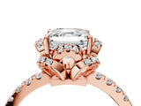 Rose gold Asscher Cut Diamond Halo Pave Band with Four-Prong Setting_19