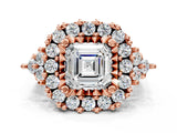 Rose gold Asscher Cut Diamond Halo Ring with Pavé Band and Four-Prong Setting_24