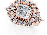 Rose gold Asscher Cut Diamond Halo Ring with Pavé Band and Four-Prong Setting_25