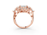 Rose gold Asscher Cut Diamond Halo Ring with Pavé Band and Four-Prong Setting_27