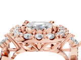 Rose gold Asscher Cut Diamond Halo Ring with Pavé Band and Four-Prong Setting_28