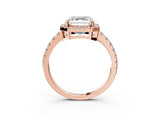 Rose gold Asscher Cut Diamond Halo Ring with Pavé Band and Four-Prong Setting_6