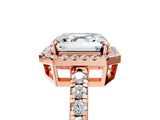 Rose gold Asscher Cut Diamond Halo Ring with Pavé Band and Four-Prong Setting_8