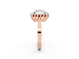 Rose gold Asscher Cut Diamond Halo Ring with Round Brilliant Halo and Solitaire Band_59