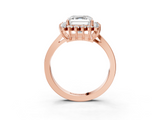 Rose gold Asscher Cut Diamond Halo Ring with Round Brilliant Halo and Solitaire Band_60