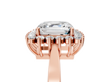 Rose gold Asscher Cut Diamond Halo Ring with Round Brilliant Halo and Solitaire Band_62