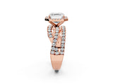 Rose gold Asscher Cut Diamond Halo Ring with Round Split Shank and Prong Setting_62