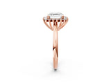 Rose gold Asscher Cut Diamond Halo Ring with Solitaire Band and Prong Setting_74