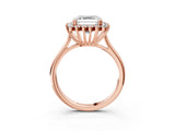 Rose gold Asscher Cut Diamond Halo Ring with Solitaire Band and Prong Setting_75