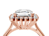 Rose gold Asscher Cut Diamond Halo Ring with Solitaire Band and Prong Setting_76