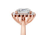 Rose gold Asscher Cut Diamond Halo Ring with Solitaire Band and Prong Setting_77