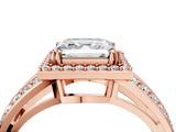 Rose gold Asscher Cut Diamond Halo Ring with Split Shank Pavé Band and Four-Prong Setting_11