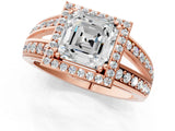 Rose gold Asscher Cut Diamond Halo Ring with Split Shank Pavé Band and Four-Prong Setting_8