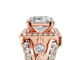 Rose gold Asscher Cut Diamond Halo Ring with Split Shank and Bezel Accents and Four-Prong Setting_14