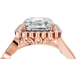 Rose gold Asscher Cut Diamond Halo Ring with Vintage Split Shank and Four-Prong Setting_100