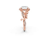 Rose gold Asscher Cut Diamond Halo Ring with Vintage Split Shank and Four-Prong Setting_98