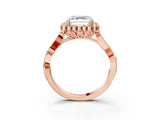 Rose gold Asscher Cut Diamond Halo Ring with Vintage Split Shank and Four-Prong Setting_99