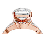 Rose gold Asscher Cut Diamond  Halo Twist Band Solitaire Prong Setting Ring_46