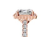 Rose gold Asscher Cut Diamond Milgrain Floral Halo Engagement Ring with Pavé Band_26