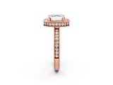 Rose gold Asscher Cut Diamond Milgrain Halo Engagement Ring with Round Pavé Band and Prong Setting_14