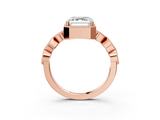 Rose gold Asscher Cut Diamond Milgrain Marquise Band with Prong Setting_6