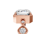 Rose gold Asscher Cut Diamond Milgrain Marquise Band with Prong Setting_8