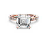 Rose gold Asscher Cut Diamond Pavé Band Ring with Four-Prong Setting_23