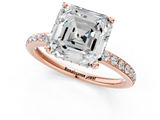 Rose gold Asscher Cut Diamond Pavé Band Ring with Four-Prong Setting_24