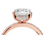 Rose gold Asscher Cut Diamond Pavé Band Ring with Four-Prong Setting_27