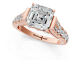 Rose gold Asscher Cut Diamond Pavé Band Solitaire with Four-Prong Setting_24
