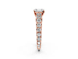 Rose gold Asscher Cut Diamond Pavé Band Solitaire with Four-Prong Setting_25