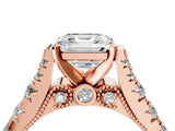 Rose gold Asscher Cut Diamond Pavé Band Solitaire with Four-Prong Setting_27