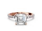 Rose gold Asscher Cut Diamond Pavé Band Solitaire with Four-Prong Setting_3