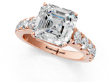 Rose gold Asscher Cut Diamond Pavé Band Solitaire with Four-Prong Setting_4