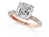 Rose gold Asscher Cut Diamond Pavé Band Solitaire with Four-Prong Setting_4