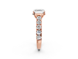Rose gold Asscher Cut Diamond Pavé Band Solitaire with Four-Prong Setting_5