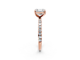 Rose gold Asscher Cut Diamond Pavé Band Solitaire with Four-Prong Setting_5