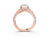 Rose gold Asscher Cut Diamond Pavé Band Solitaire with Four-Prong Setting_6