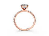 Rose gold Asscher Cut Diamond Pavé Band Solitaire with Four-Prong Setting_6