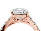 Rose gold Asscher Cut Diamond Pavé Band Solitaire with Four-Prong Setting_7