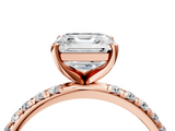 Rose gold Asscher Cut Diamond Pavé Band Solitaire with Four-Prong Setting_7