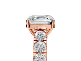 Rose gold Asscher Cut Diamond Pavé Band Solitaire with Four-Prong Setting_8